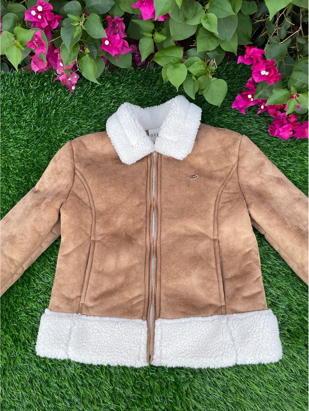 Guess Women's Faux Suede and Sherpa Fleece Jacket Size 10